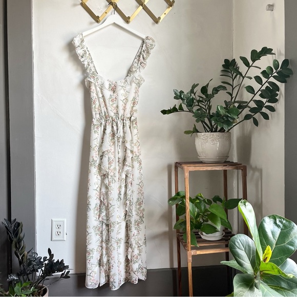 Gal Meets Glam Dresses & Skirts - Gal Meets Glam Isabella Floral Stripe Cross Back Maxi Dress